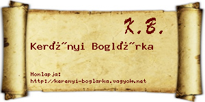 Kerényi Boglárka névjegykártya